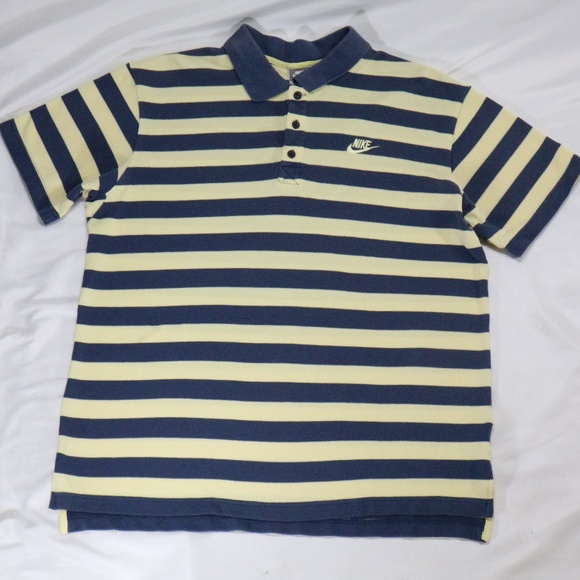 Nike Other - Vintage NIKE Cream/Navy Striped Polo Shirt